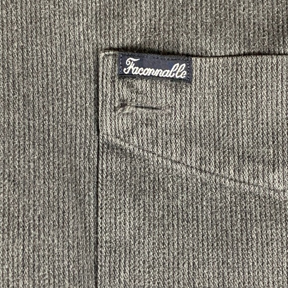 VTG Faconnable Shirt Mens Medium Gray Button Up Long Sleeve Heavyweight Corduroy - Picture 4 of 12